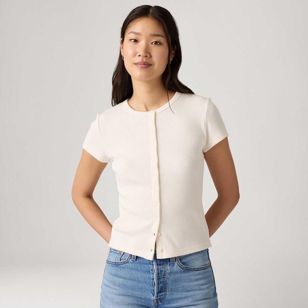 Blusa Levi's Rory Button Through Branca Manga Curta Feminina