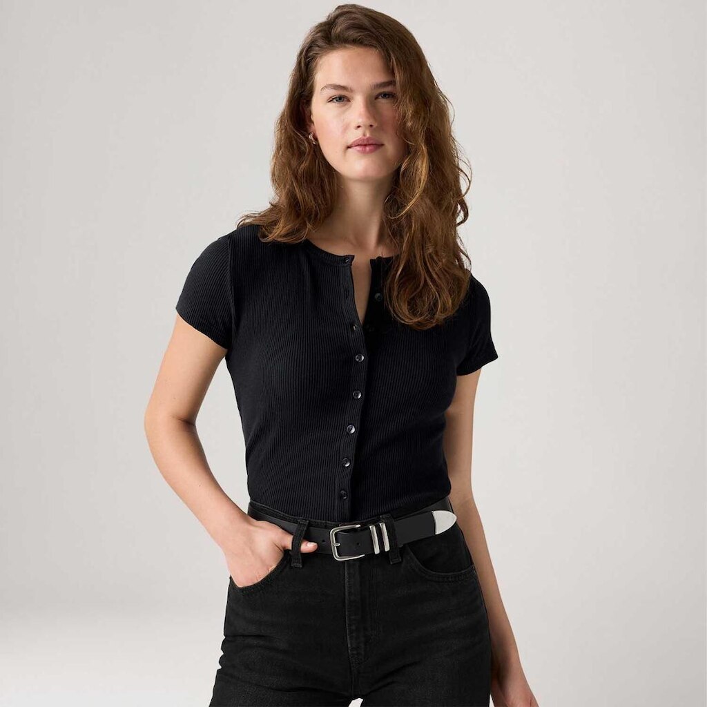 Blusa Levi's Rory Button Through Preta Manga Curta Feminina