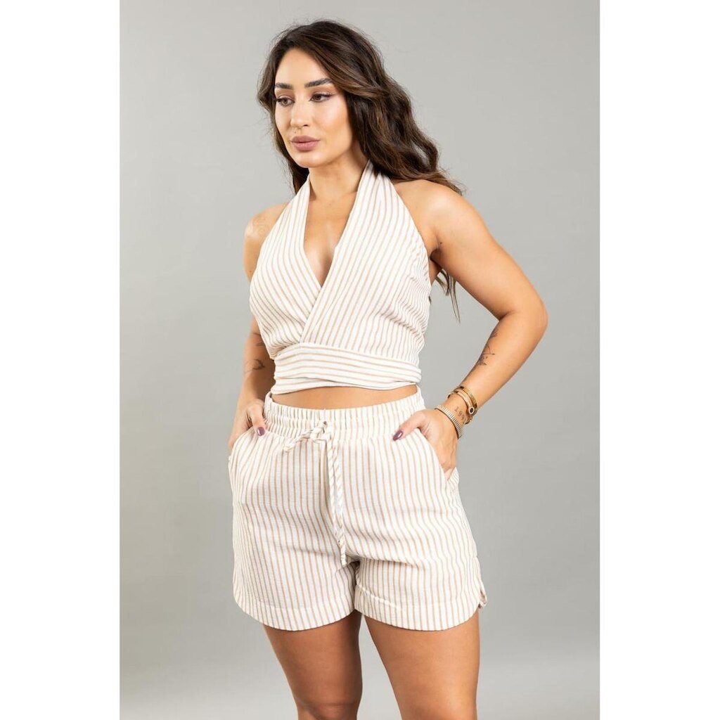 Blusa Listrada Em Poliéster Feminina Lemier Collection