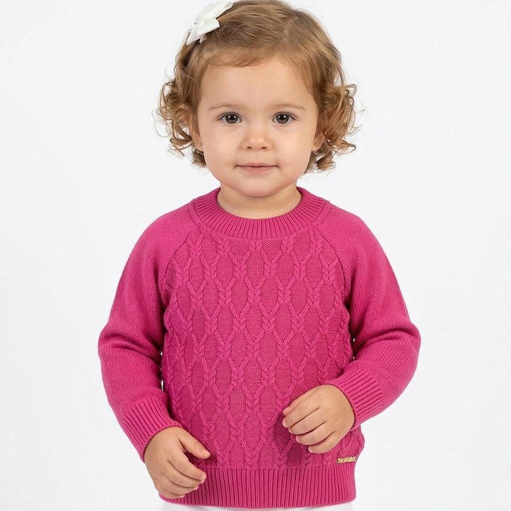 Blusa Losango Trançado Tricô Kids Raglan