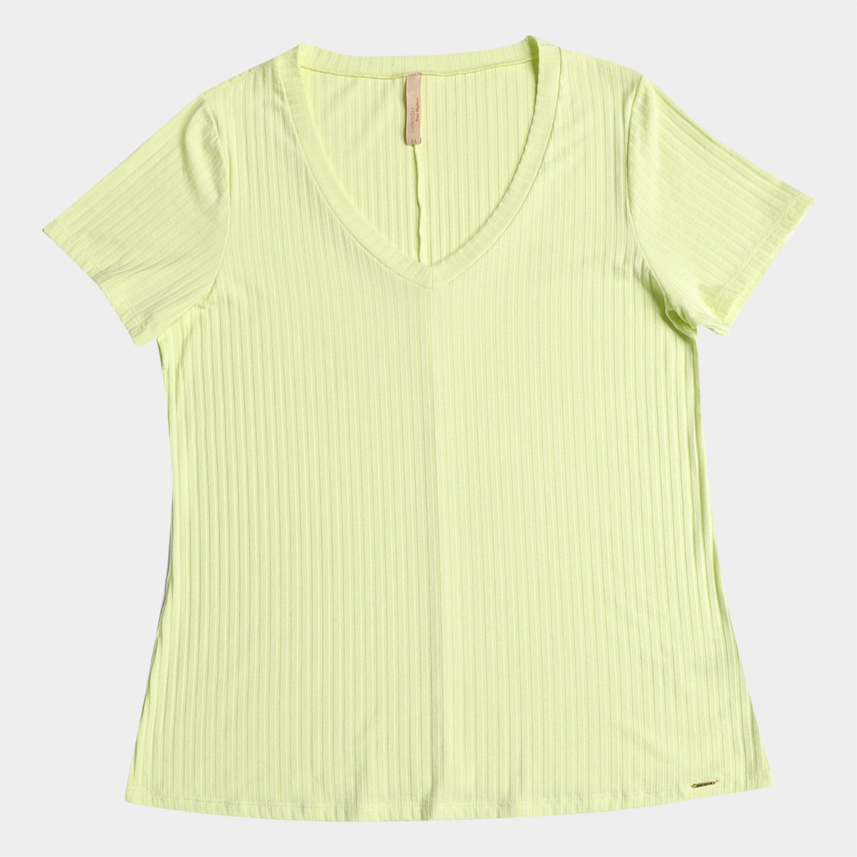 Blusa Lunender Canelada Plus Size Básica Feminina - Amarelo Menor preço em Blusa Lunender Canelada Plus Size Básica Feminina - Amarelo