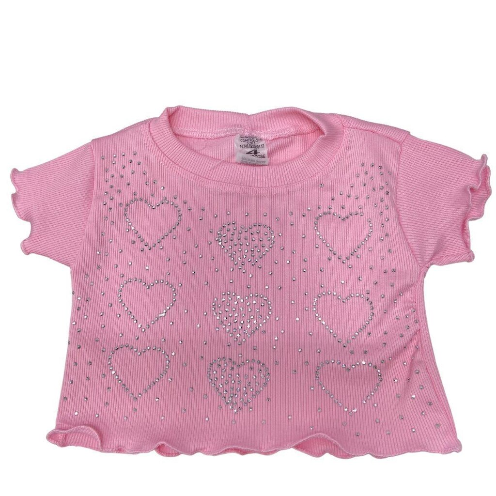 Blusa Magic Sky Kids Infantil Manga Curta Básica Com Strass Feminina