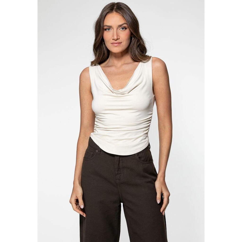 Blusa Malha Decote Degagê Creme