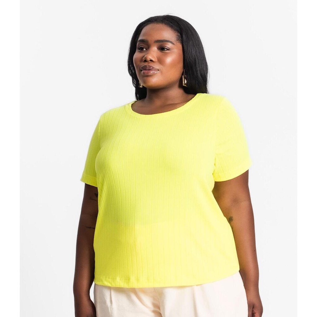 Blusa Malha Delicate Plus Infinita Cor Amarelo