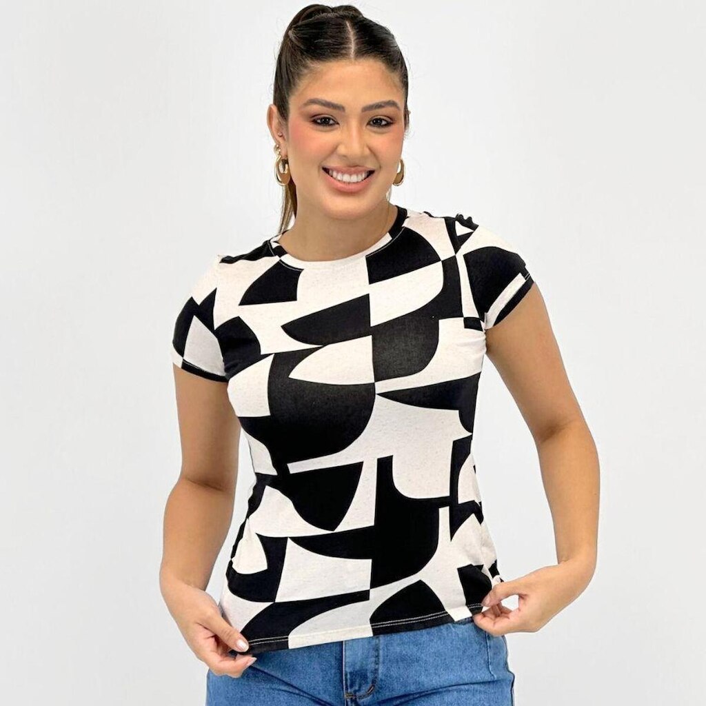 Blusa Malwee Manga Curta Feminina