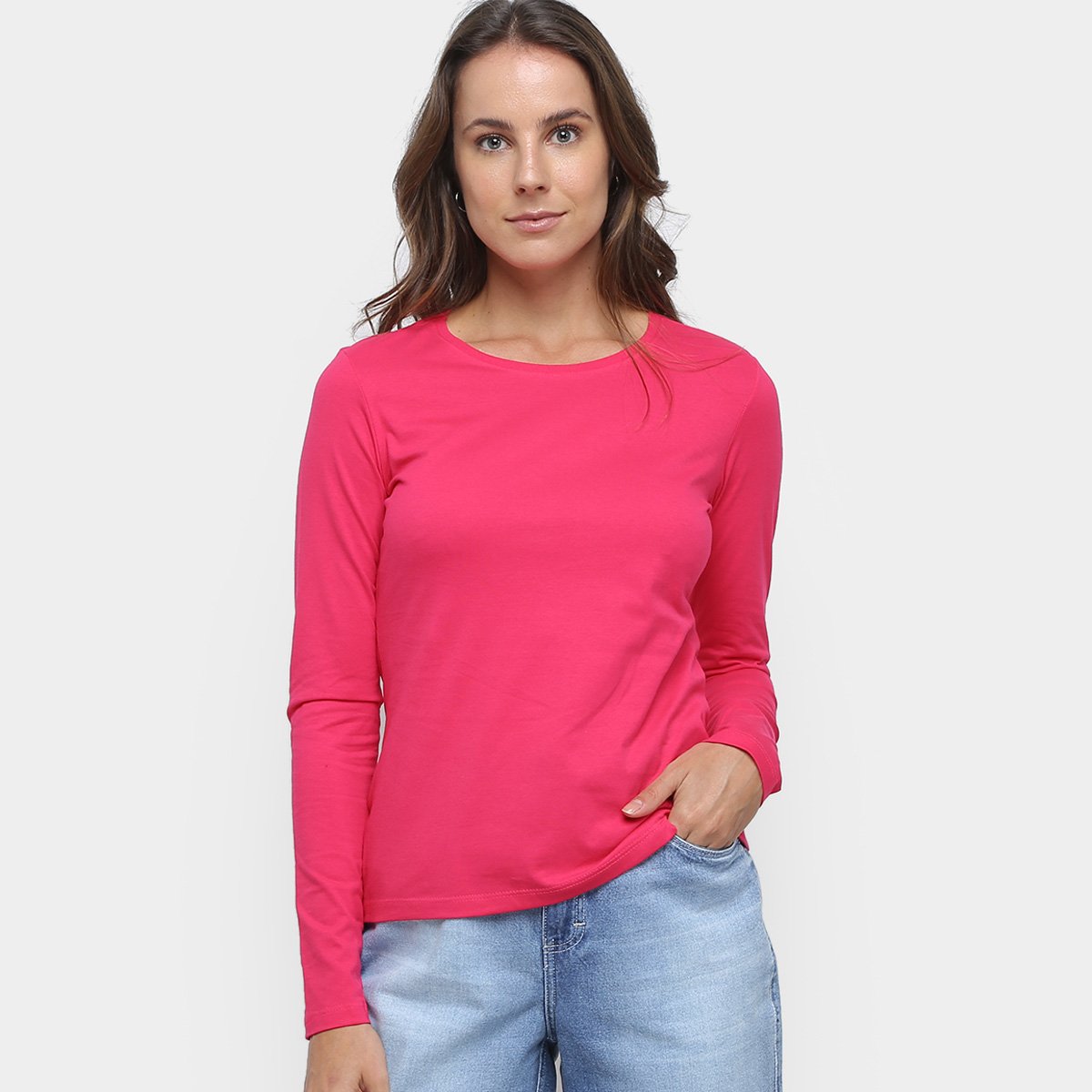 Blusa Malwee Manga Longa Feminina - Rosa Menor preço em Blusa Malwee Manga Longa Feminina - Rosa