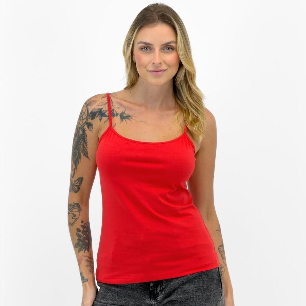 Blusa Malwee Regata Básica Alça Fina Feminina