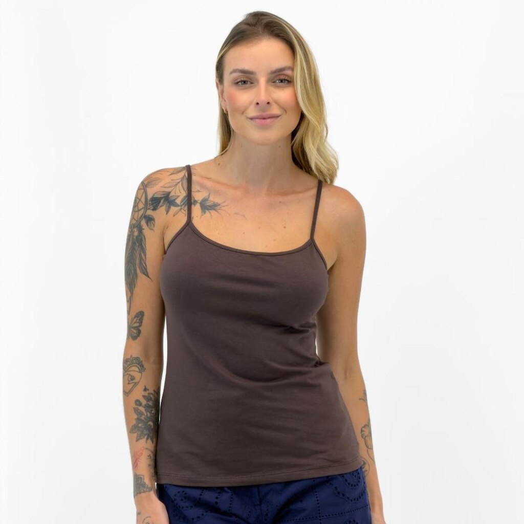 Blusa Malwee Regata Básica Alça Fina Feminina
