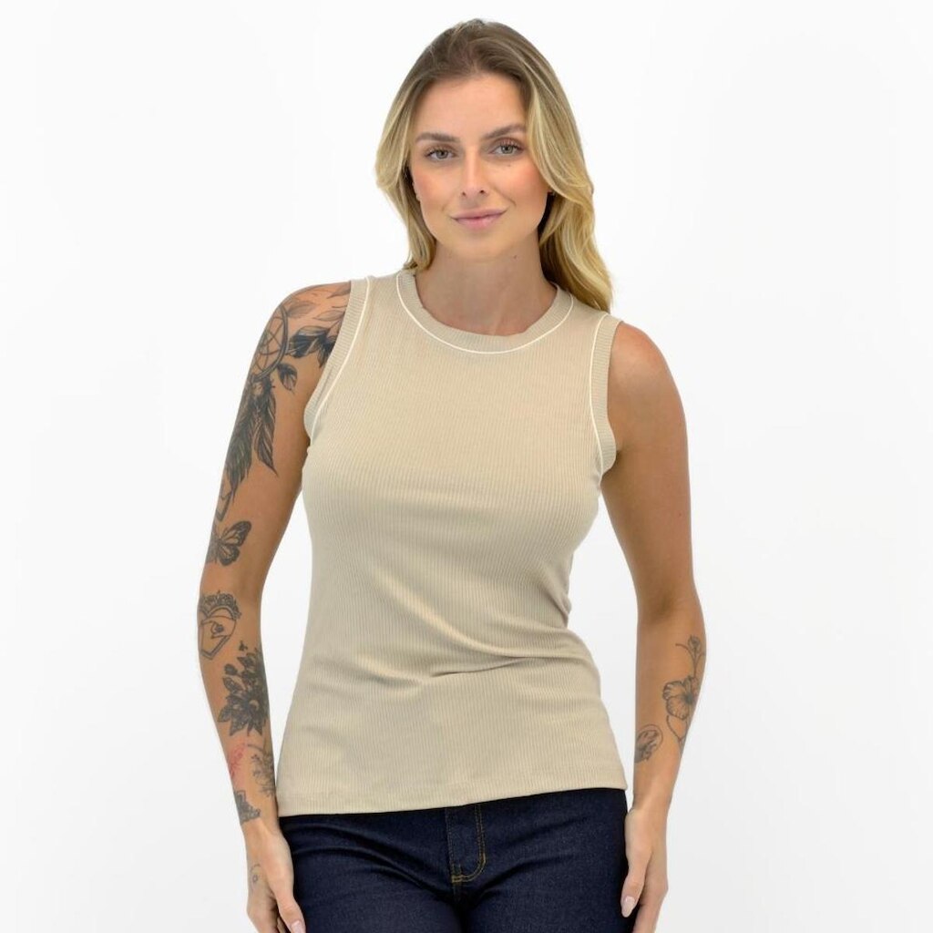 Blusa Malwee Regata Canelada Feminina