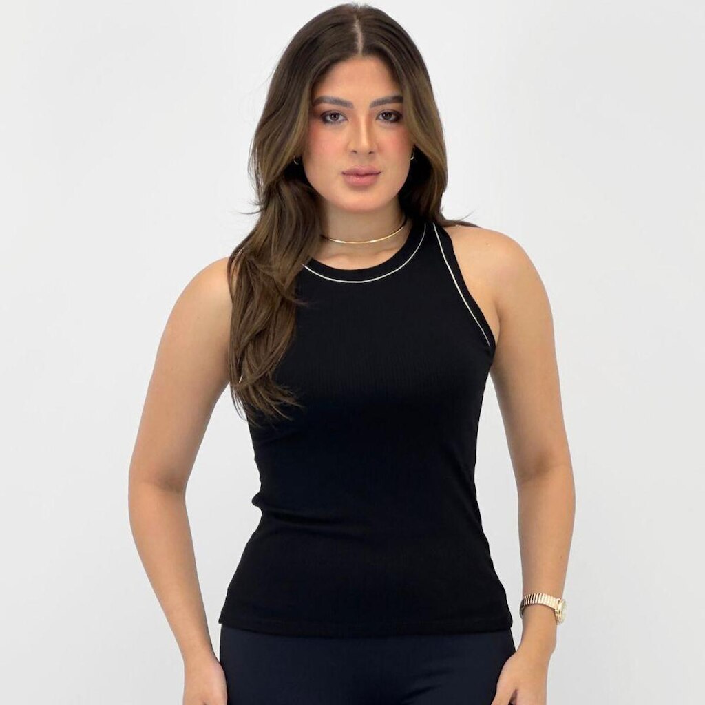 Blusa Malwee Regata Canelada Feminina