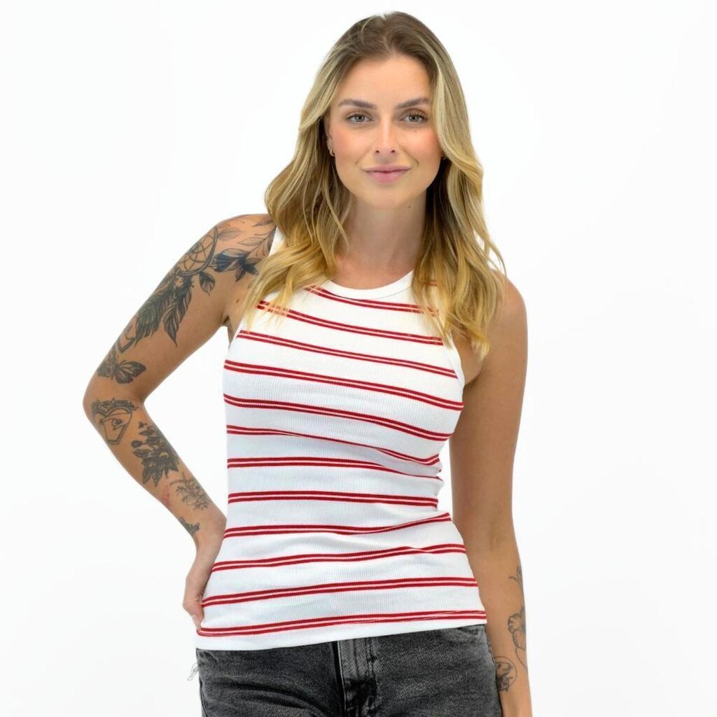 Blusa Malwee Regata Listrada Gola Redonda Feminina