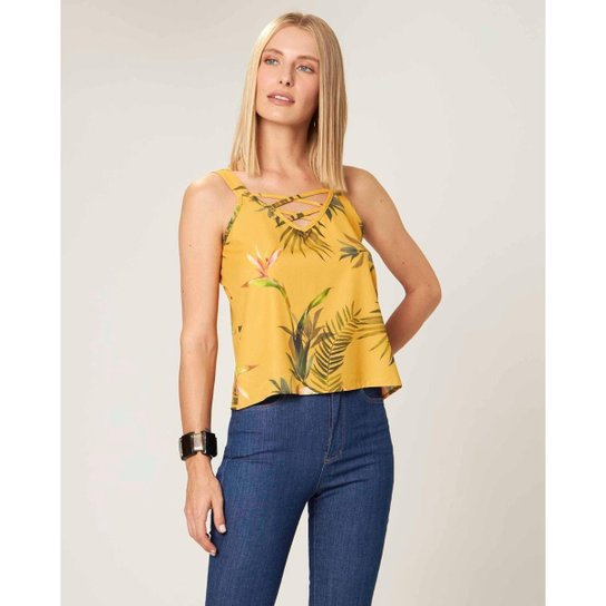 Blusa Malwee Tropical com Strappy Feminino Zattini