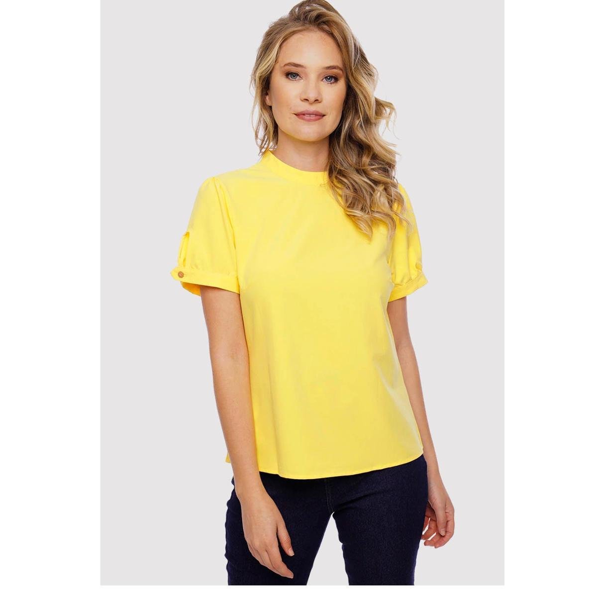 blusa amarela manga bufante