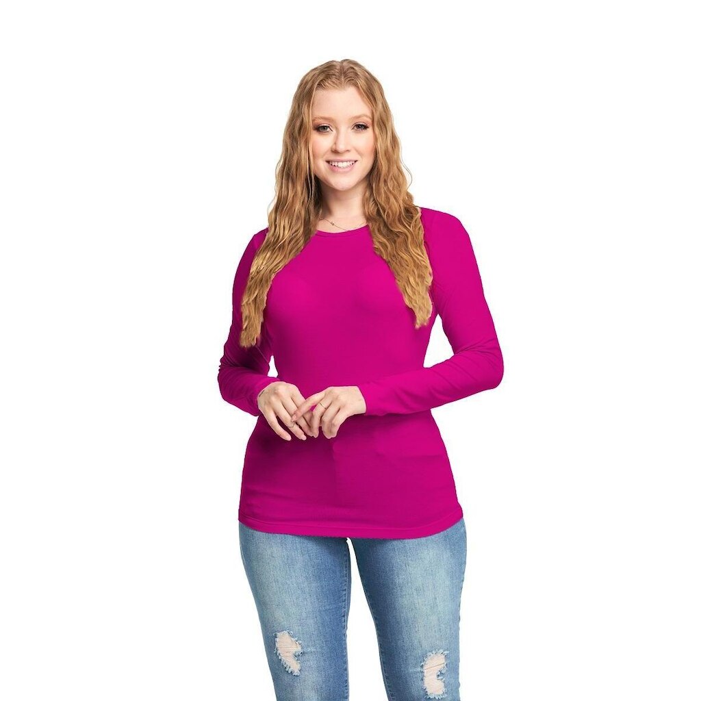 Blusa Manga Comprida Viscolycra Segunda Pele Gola Redonda C12-ROSA-GG