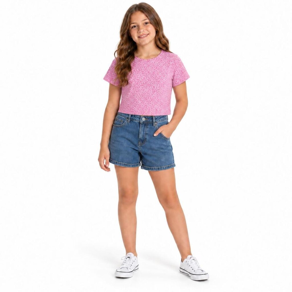 Blusa manga curta florida Elian