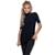 Blusa Manga Curta Gola Alta Serra e Mar Em Malha Canelada Blogueira Moda Casual - Preto