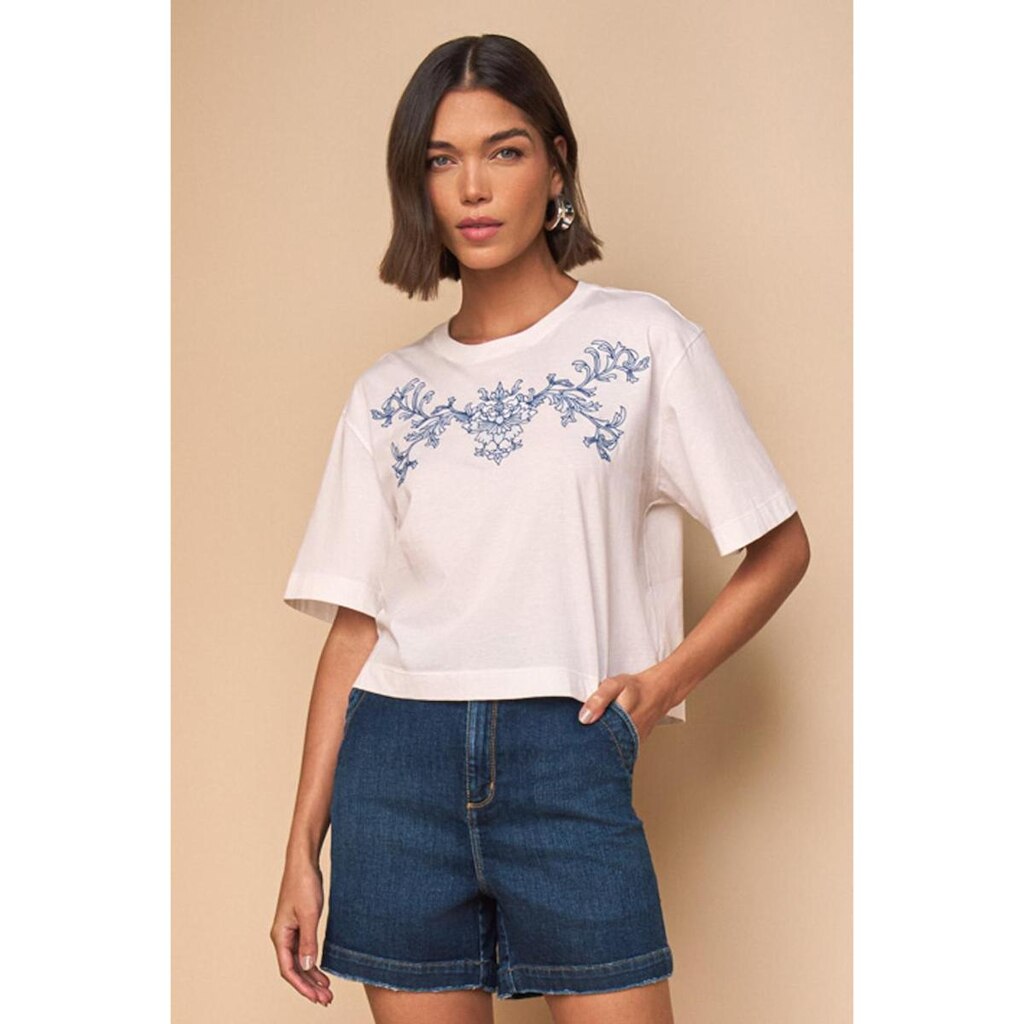 BLUSA MANGA CURTA LADO AVESSO CROPPED