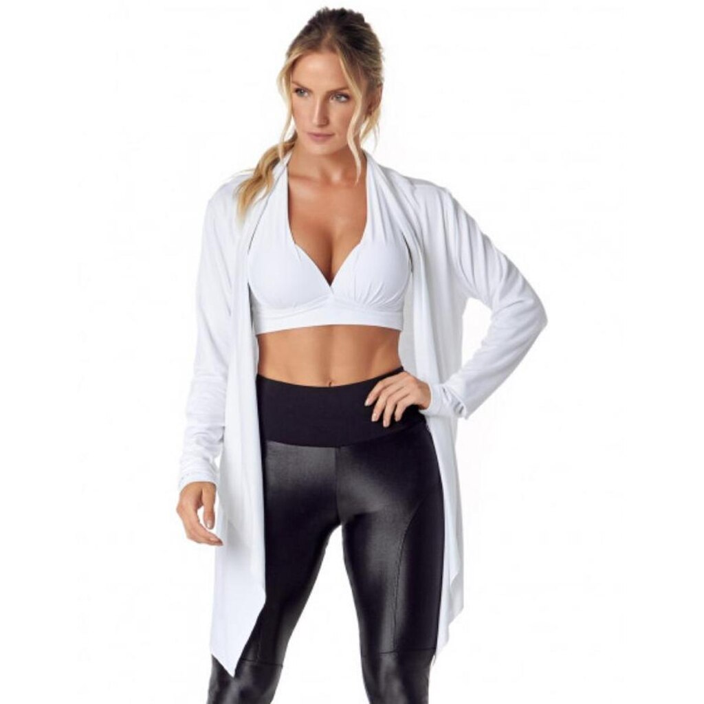 Blusa Manga Longa Cardigan Blanca Feminino
