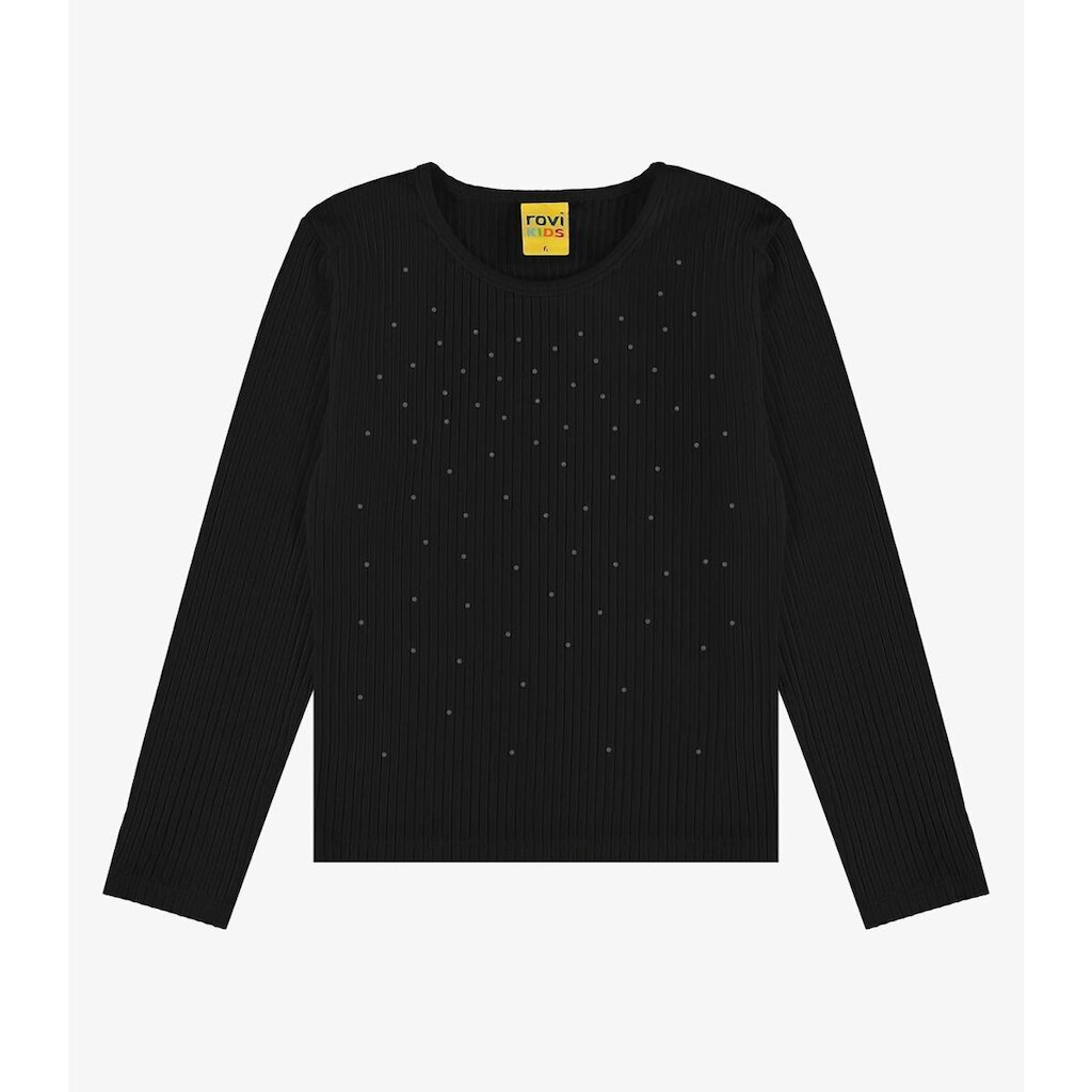 Blusa Manga Longa Com Aplicação Strass Rovi Kids Preto