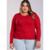 Blusa Manga Longa em Ribana Canelada Larga Decote "V" - Serena - Vermelho