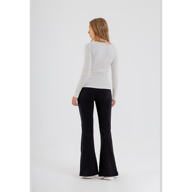 Blusa Manga Longa Feminina em Ribana Canelada Just Basic