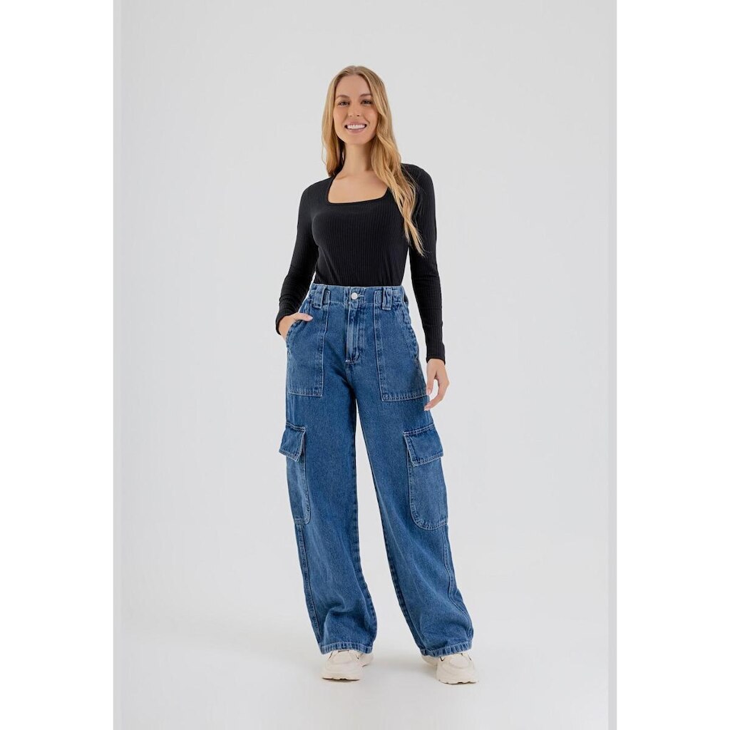 Blusa Manga Longa Feminina em Ribana Canelada Just Basic
