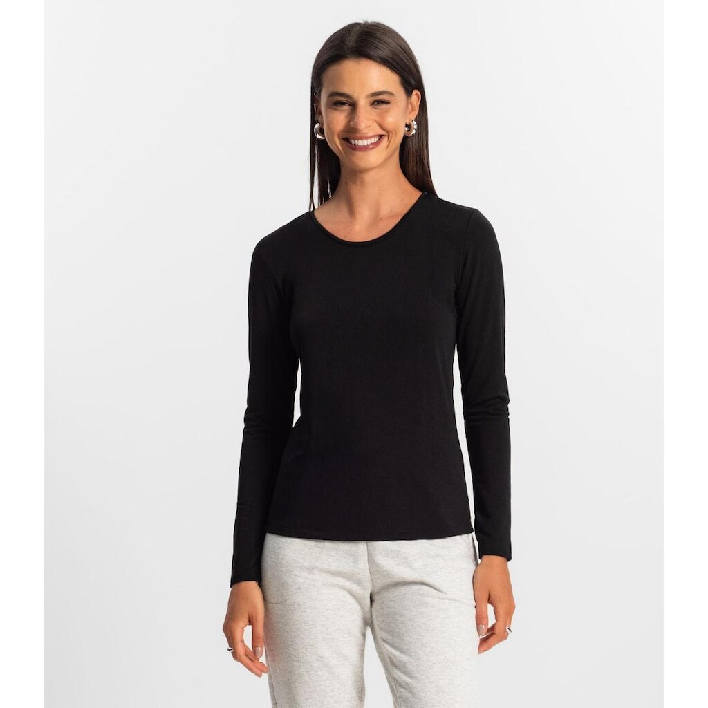 Blusa Manga Longa Feminina Rovitex Preto