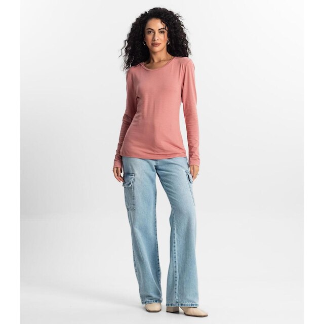 Blusa Manga Longa Feminina Rovitex Rosa