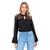 Blusa Manga Longa Flare Renda - Preto