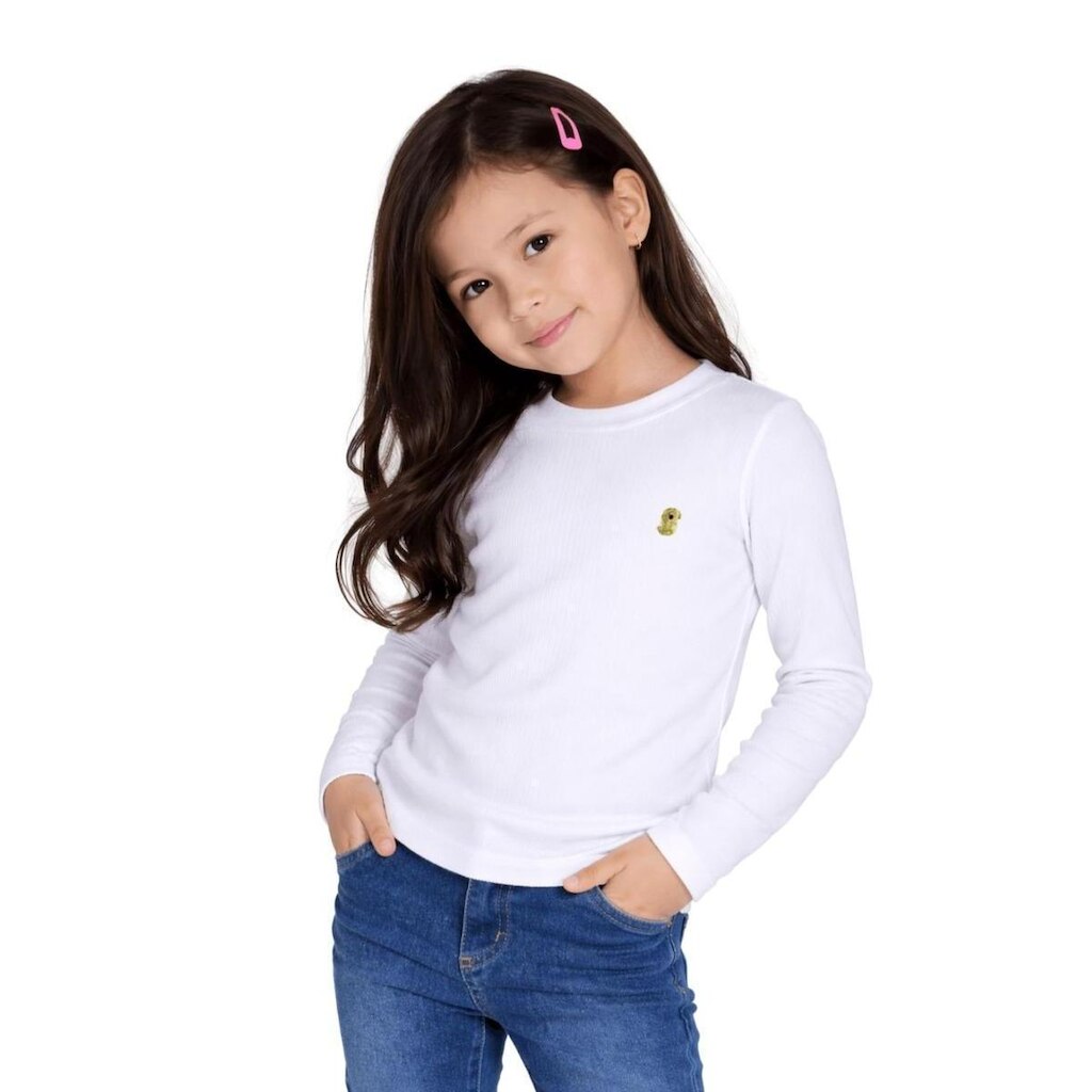 Blusa Manga Longa Infantil Menina Básico Alphabeto