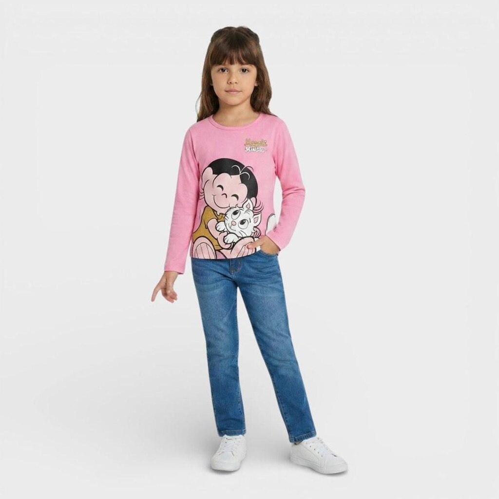 Blusa Manga Longa Infantil Menina Brandili Turma Da Mônica