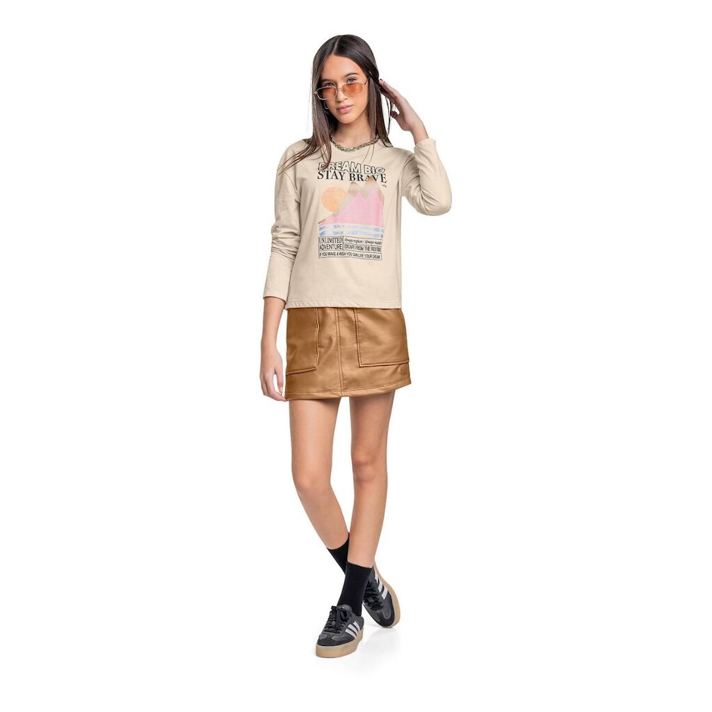 Blusa Manga Longa Juvenil em Meia Malha Gloss