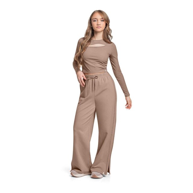 Blusa Manga Longa Juvenil em Ribana Canelada Gloss