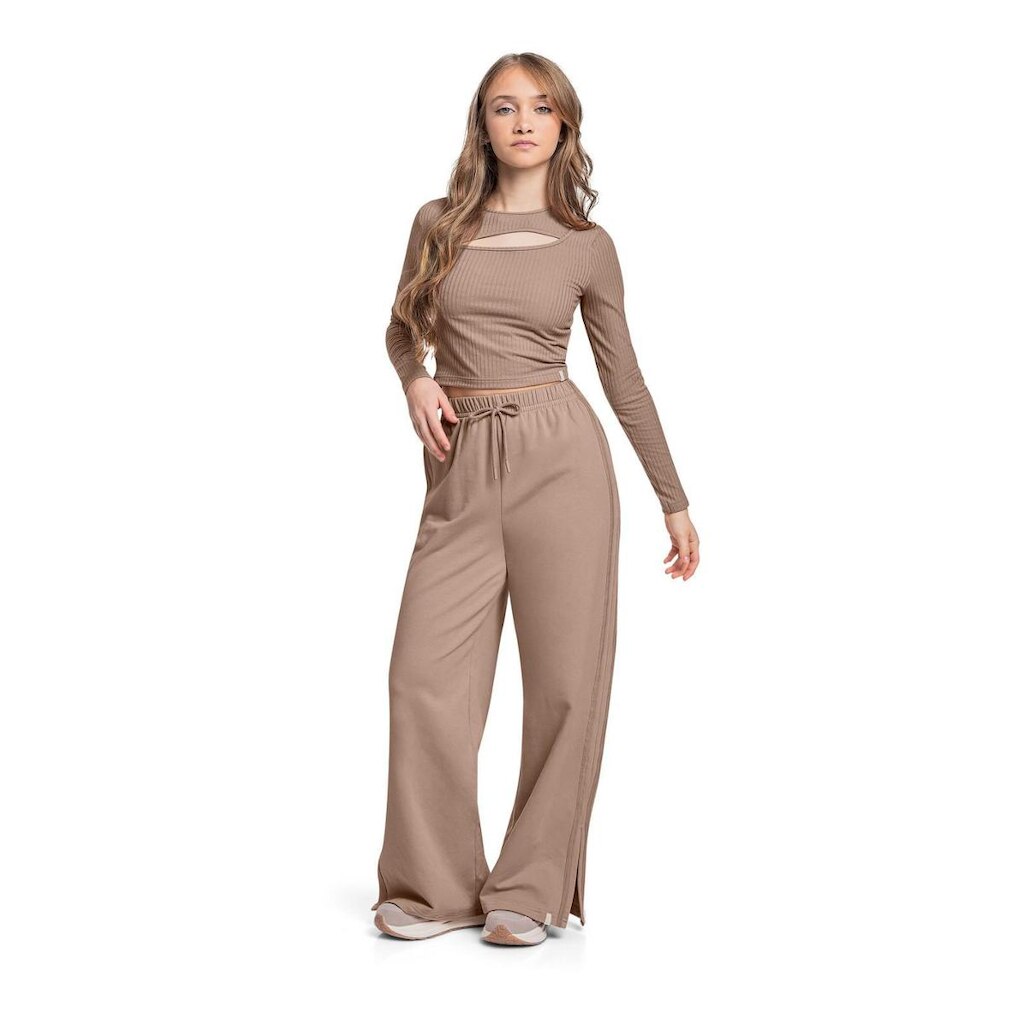 Blusa Manga Longa Juvenil em Ribana Canelada Gloss