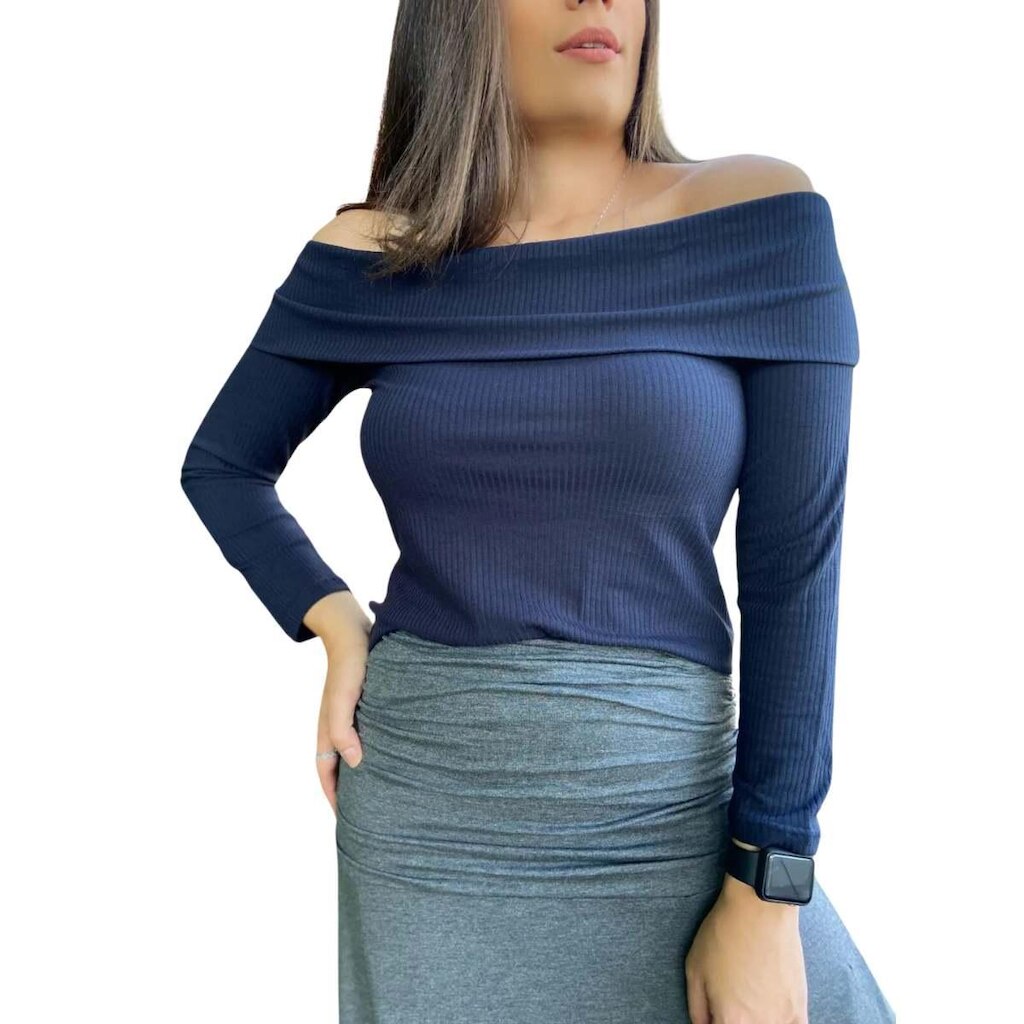Blusa Manga Longa Ombro a Ombro