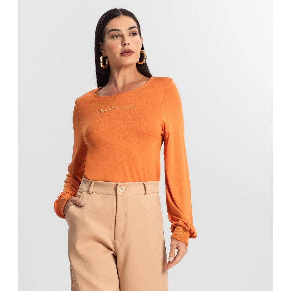 Blusa Manga Longa Tricot Endlles Laranja