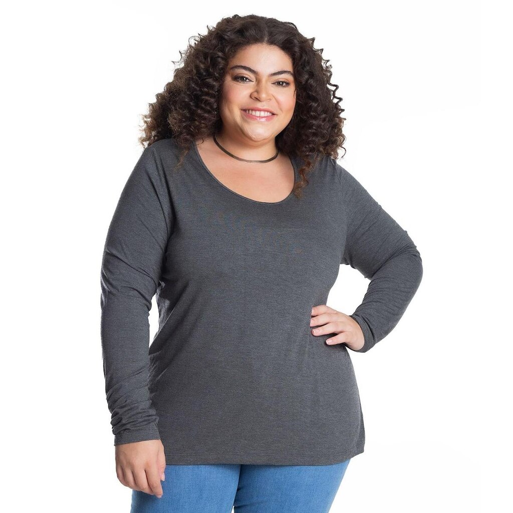 Blusa Manga Longa Viscotorcion Secret Glam Cinza