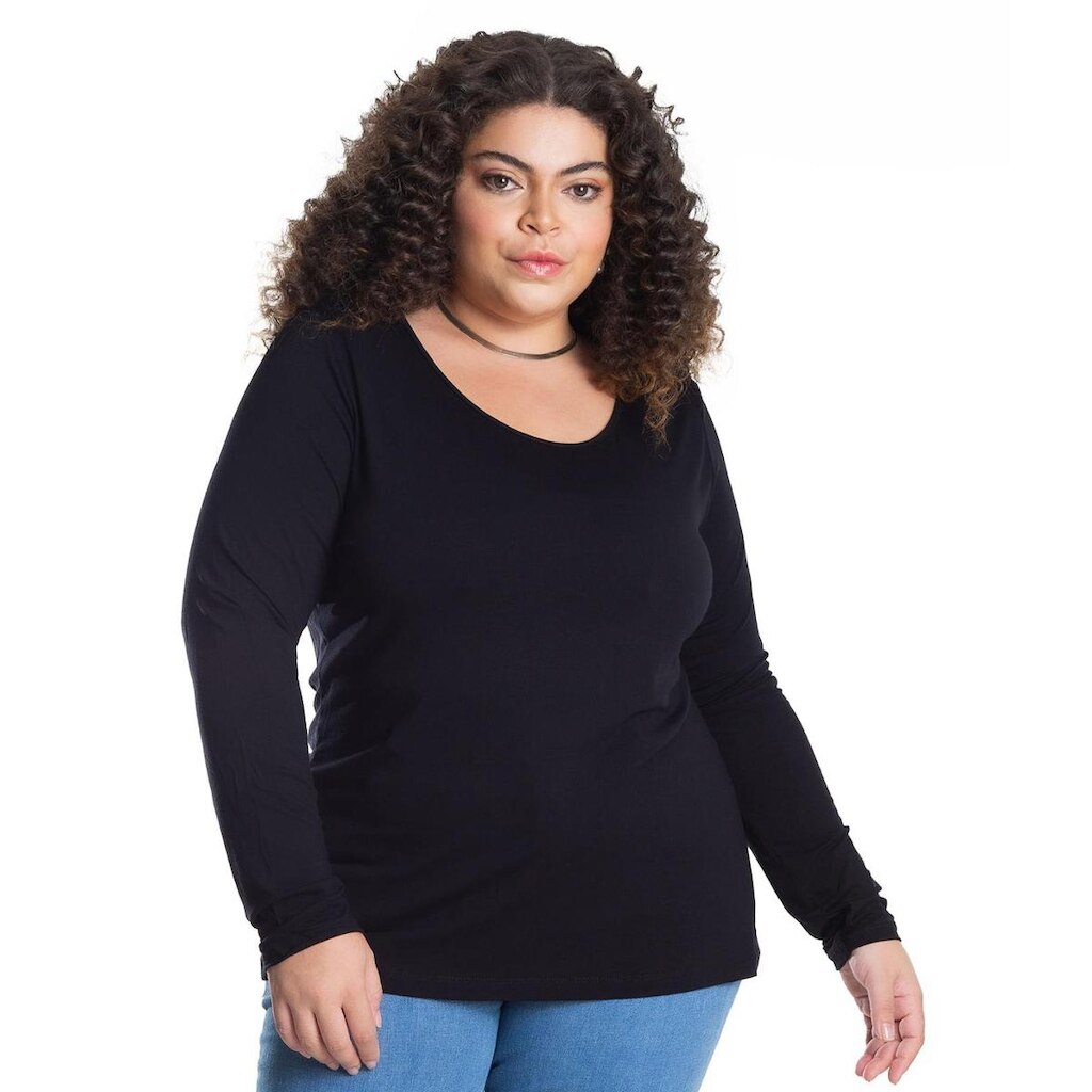 Blusa Manga Longa Viscotorcion Secret Glam Preto
