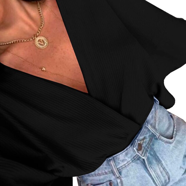 Blusa Manga Morcego Canelada Mallha Estilosa Lisa Cropped