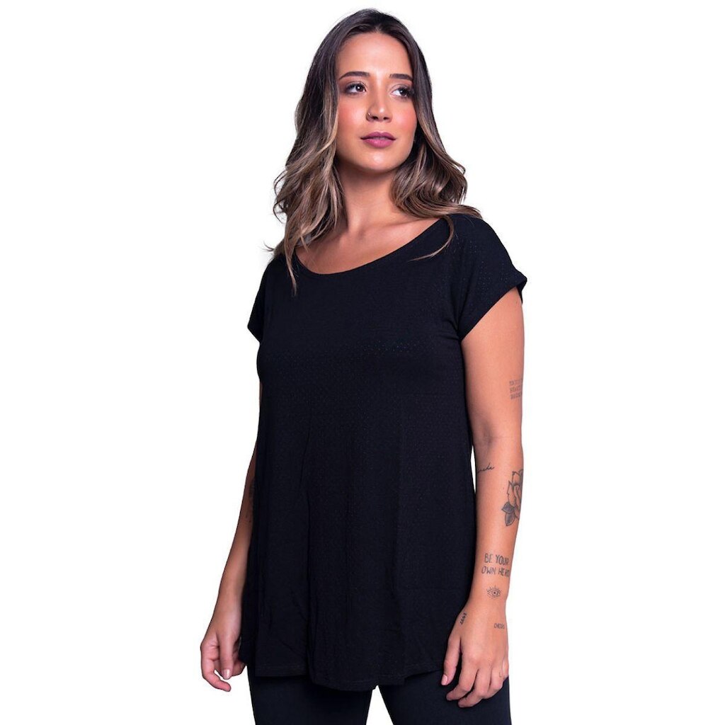 Blusa Marcela Fitness Lisa Serra e Mar Modas Manga Curta Roupa Para Academia Treino Moda Feminina