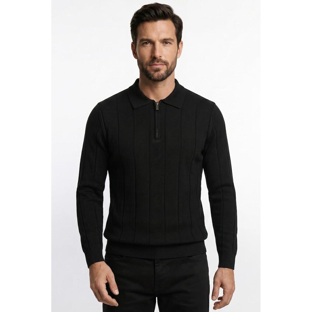 Blusa masculina manga longa gola polo com zíper 69627