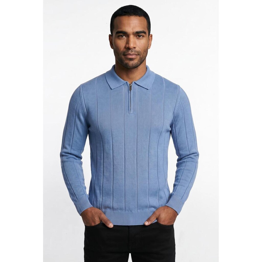 Blusa masculina manga longa gola polo com zíper 69627