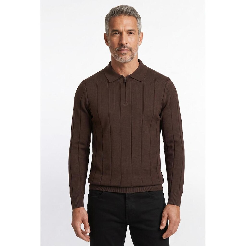 Blusa masculina manga longa gola polo com zíper 69627