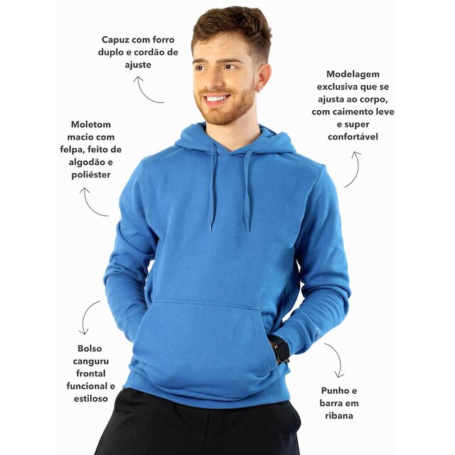Blusa Masculina Moletom Canguru Capuz