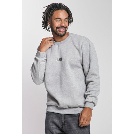 Blusa Masculina Moletom Polo Wear Cinza Zattini