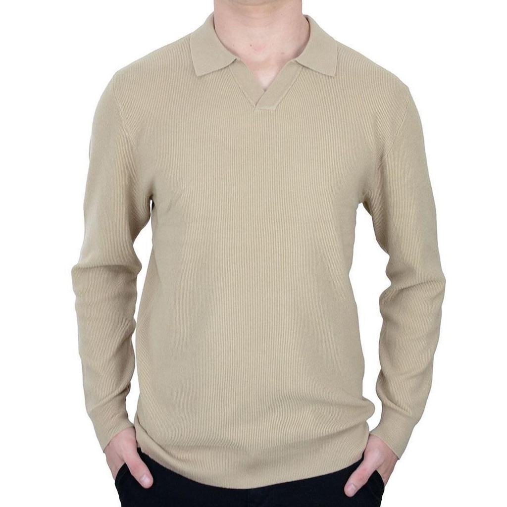 Blusa Masculina Pellini Tricot Gola Polo Bege - CAM16635