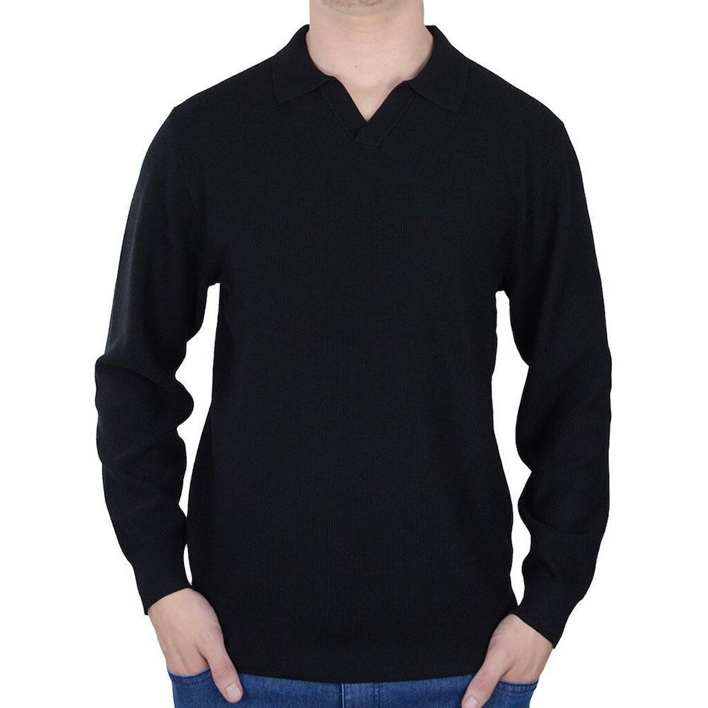 Blusa Masculina Pellini Tricot Gola Polo Preta - CAM16635