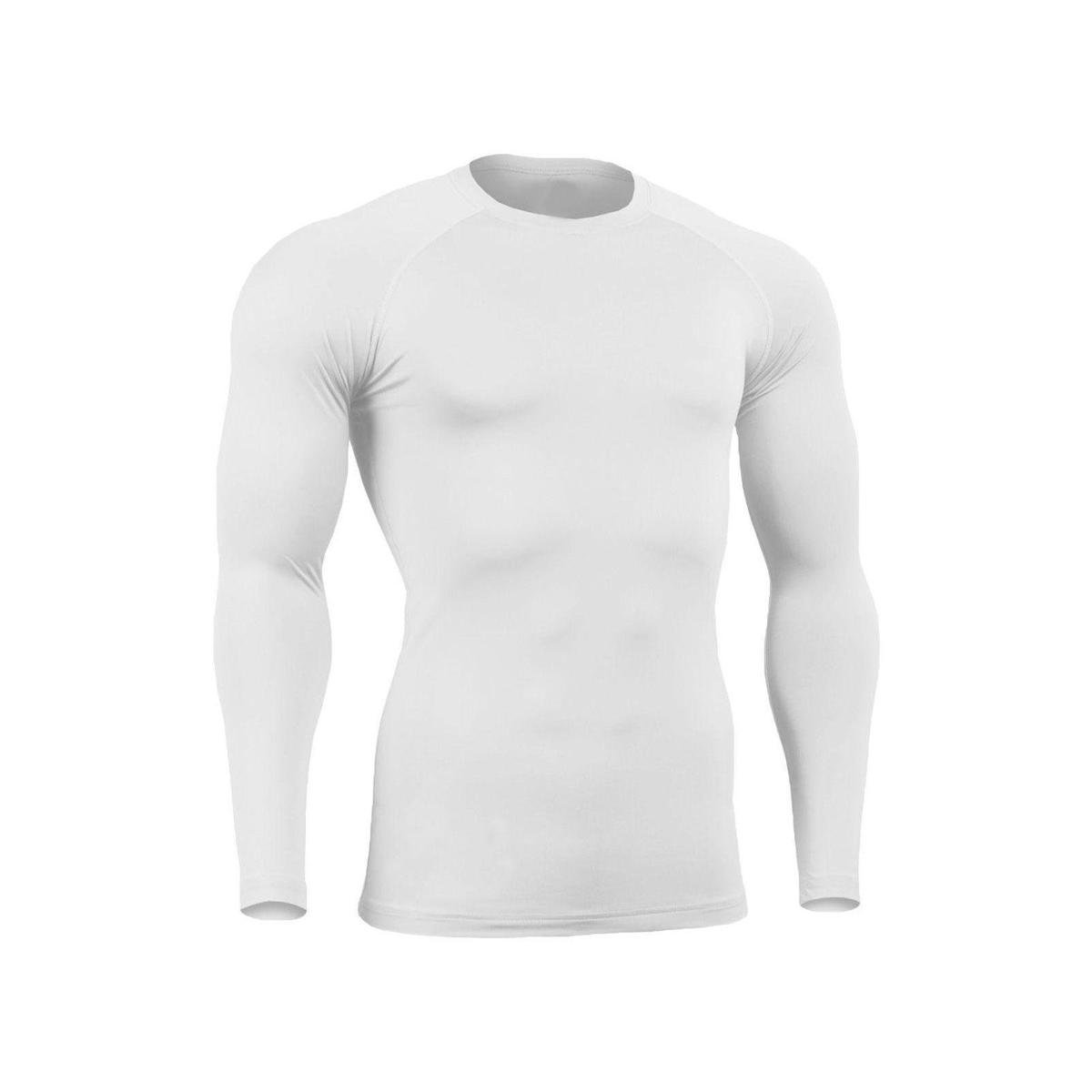 Blusa Masculina Proteção UV Segunda Pele Térmica Poliéster Manga Longa Compressão - Branco Menor preço em Blusa Masculina Proteção UV Segunda Pele Térmica Poliéster Manga Longa Compressão - Branco