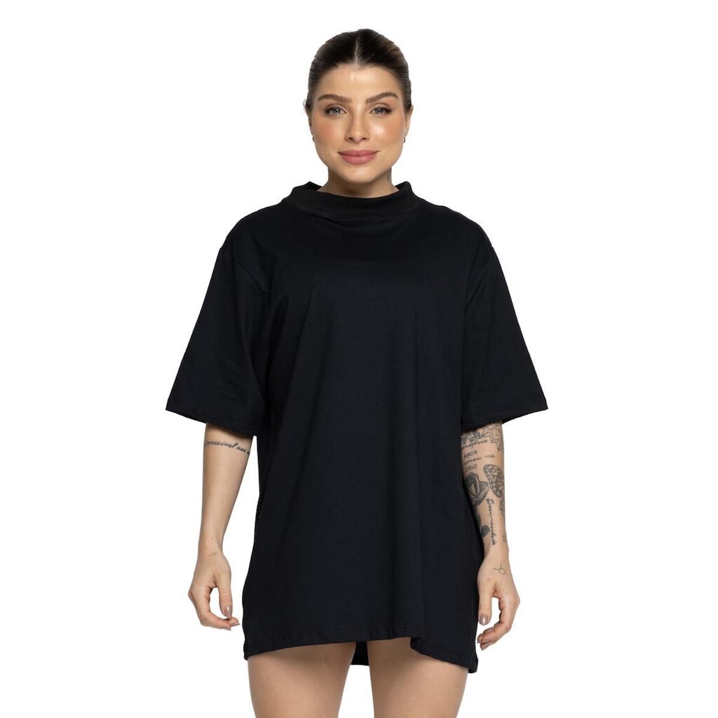Blusa Max T-Shirt Fitness Algodão Serra e Mar Gola Alta Roupa Básico Para Treino Moda Academia