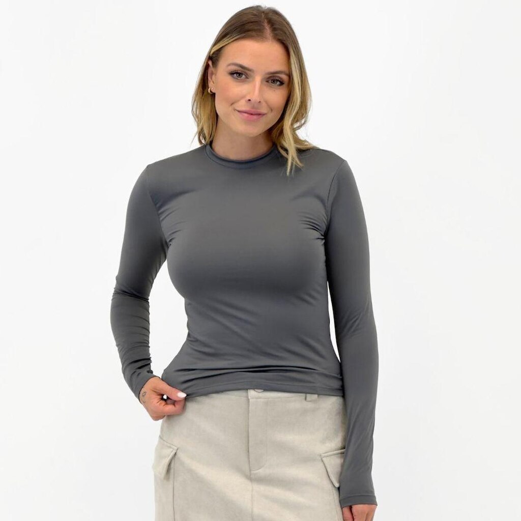 Blusa Meia Loka Básica Manga Longa Feminina